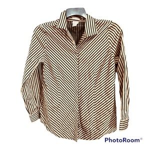 Chico’s  Black & Khaki Tan Stripe Blouse Size chicos 0 Small